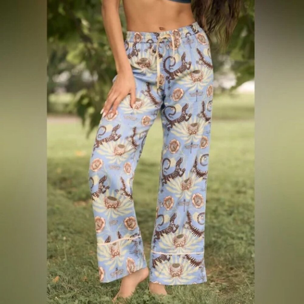 Victoria Garcia for Anthropologie Wide Leg Flannel Pajama Pants  Size XXS NWT